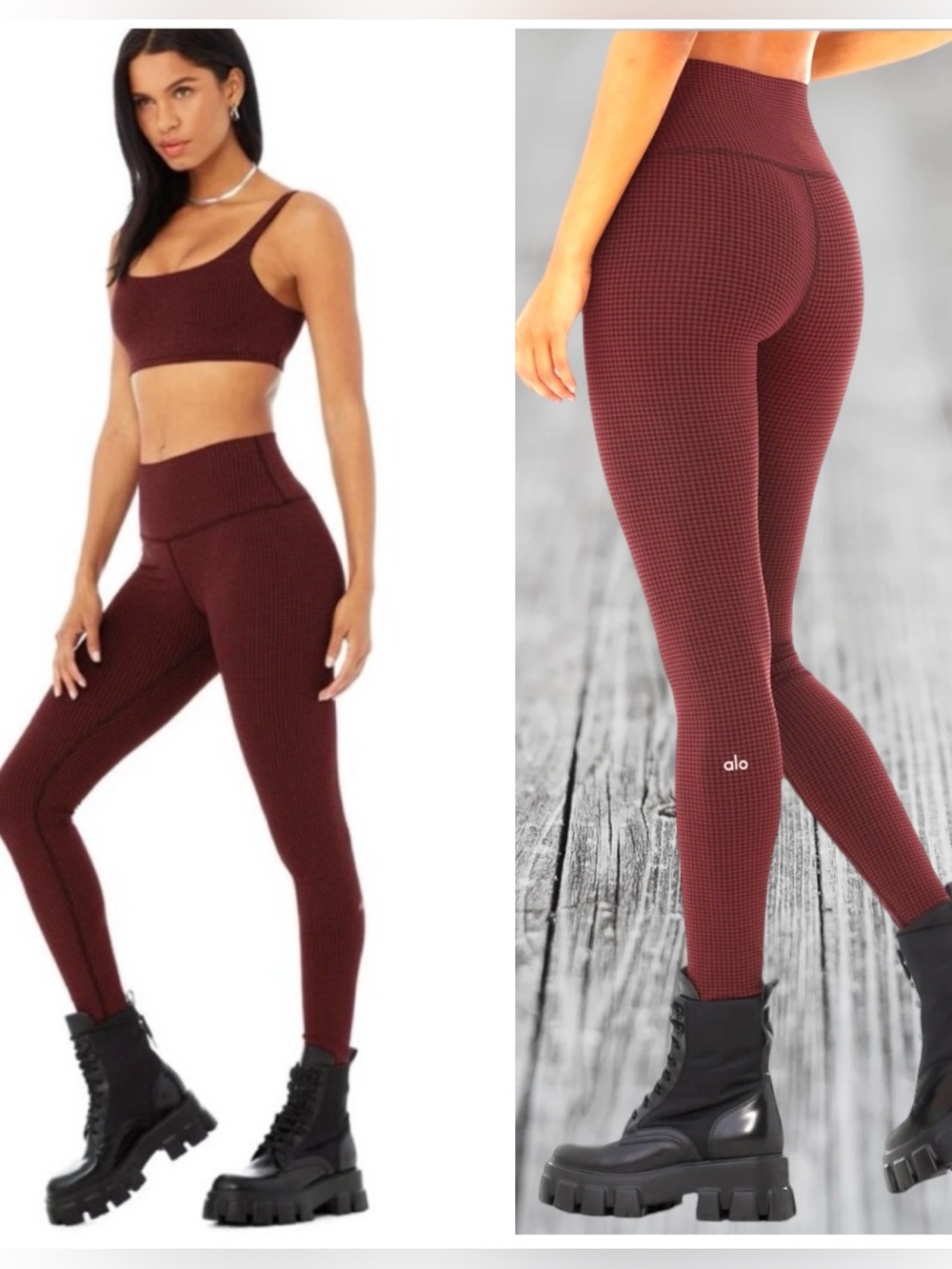 Alo Yoga High Waist Micro Houndstooth Red/Black Legging Size XS